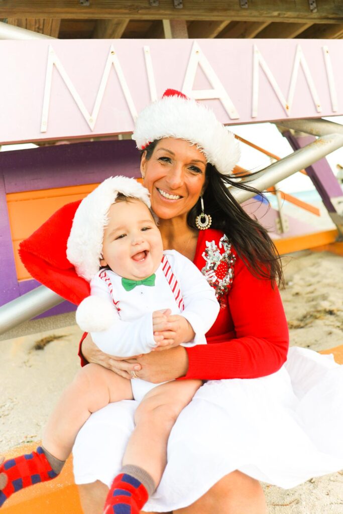 Mother son Christmas photoshoot miami beach