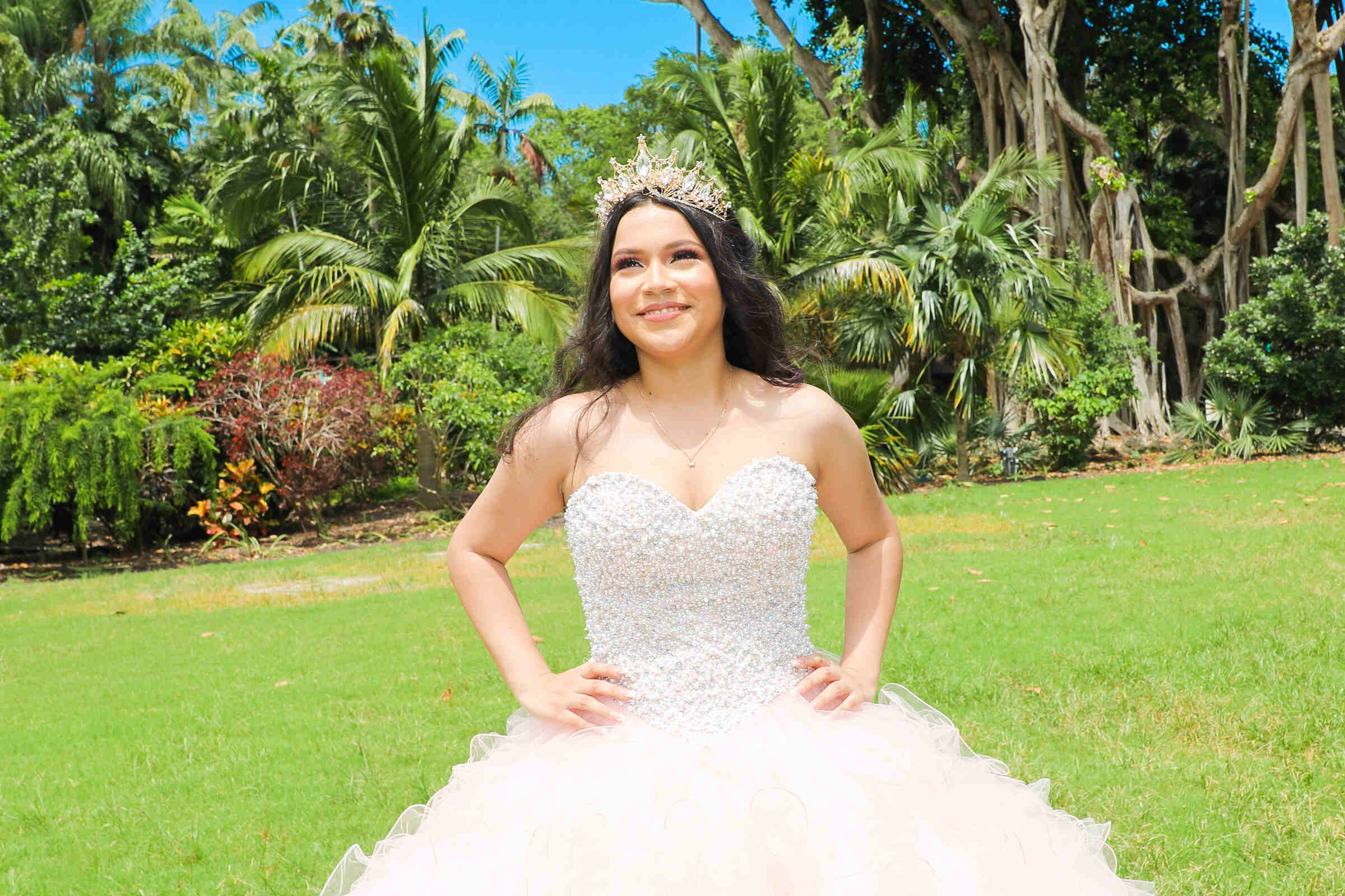 Quinceanera Poses with Beautiful Flowers