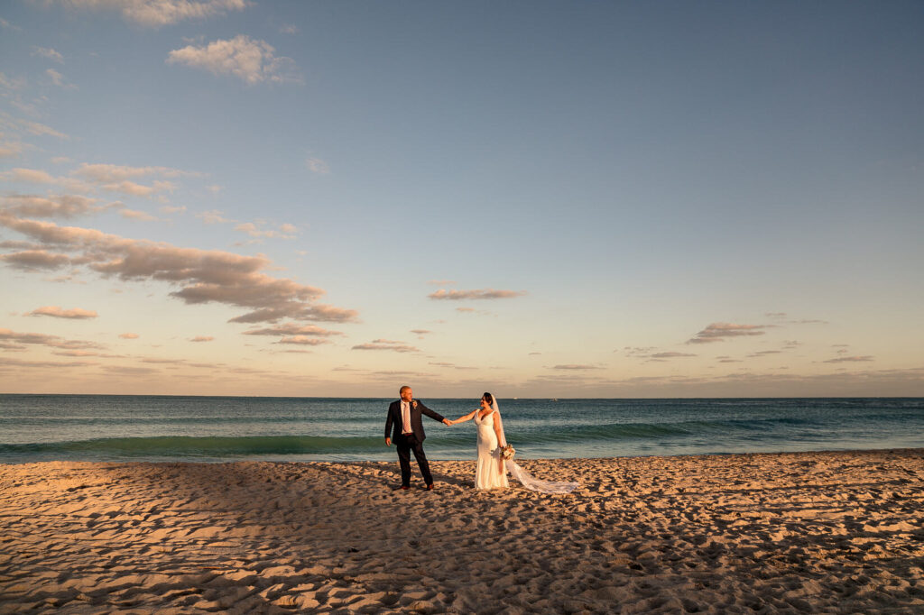 Miami post wedding photoshoot beach view